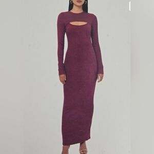Edited by Remi Bader Burgundy Ribbed Cutout Maxi Dress NWT Size L